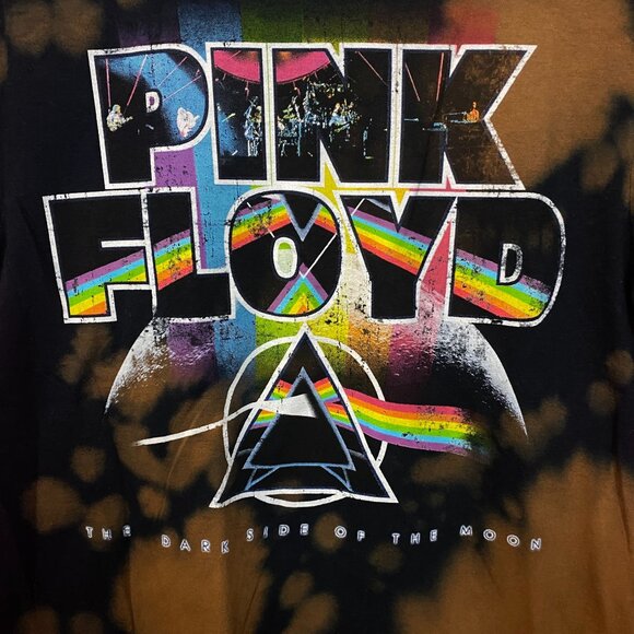 Pink Floyd the Dark Side of the Moon Bleach Dye Rock Tshirt size Small - Picture 2 of 4